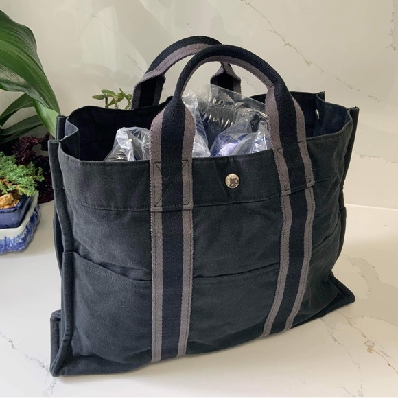 ❤️ HERMES FOURRE TOTE CLOTH BAG ❤️ SMALL SIZE - Picture 3 of 12